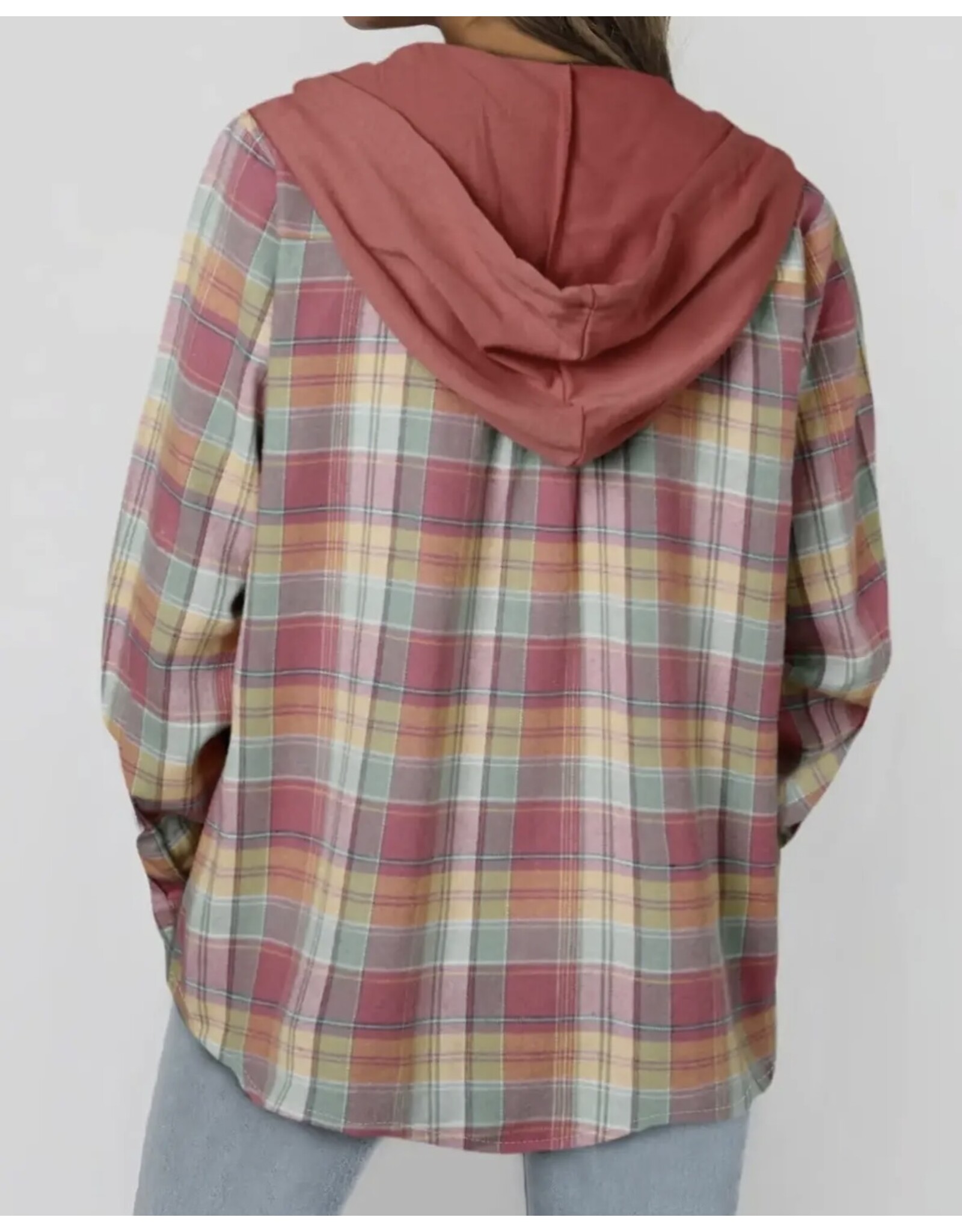 suhkasa Plaid Button-Up Hoody Jacket