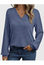 suhkasa Textured Knit V-Neck Top