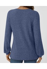 suhkasa Textured Knit V-Neck Top