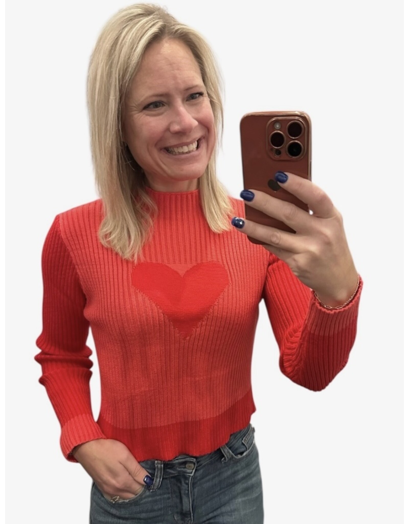 lovesoft Red Valentine Ribbed Sweater