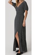 Lovestitch Dotted V Neck Puff Sleeve Maxi Dress