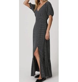 Lovestitch Dotted V Neck Puff Sleeve Maxi Dress