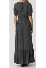 Lovestitch Dotted V Neck Puff Sleeve Maxi Dress