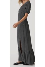 Lovestitch Dotted V Neck Puff Sleeve Maxi Dress