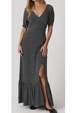 Lovestitch Dotted V Neck Puff Sleeve Maxi Dress