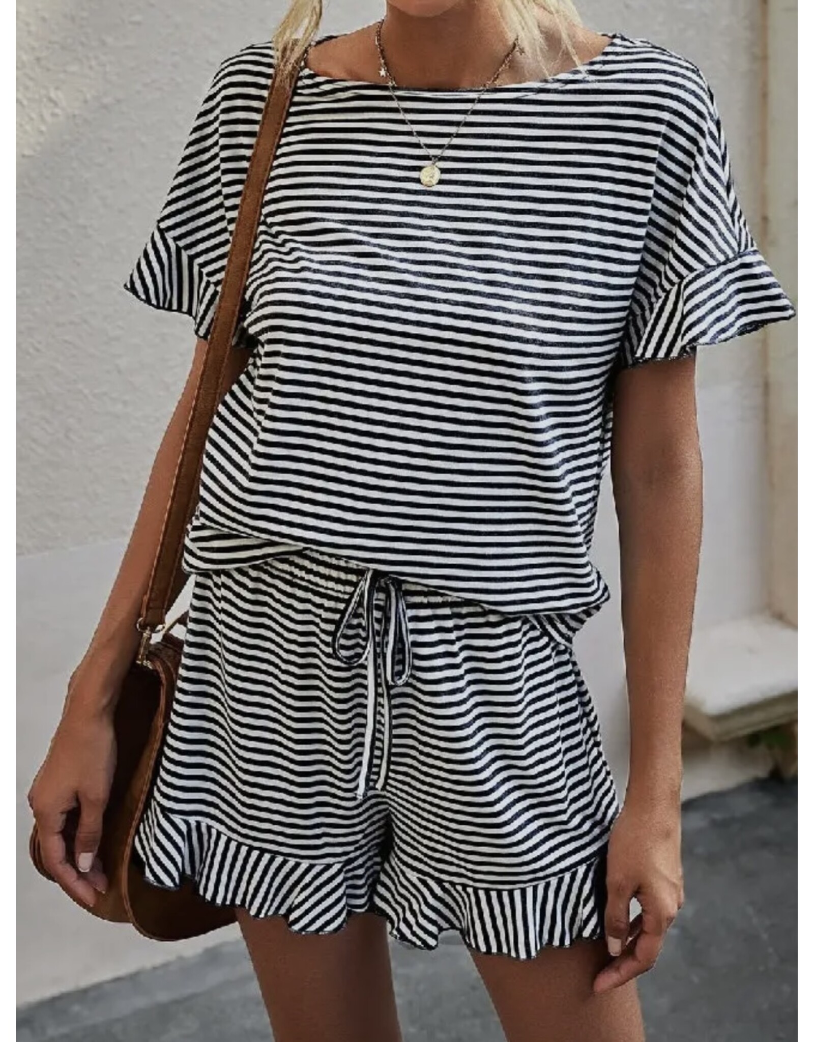 B/W Striped Top & Short Set