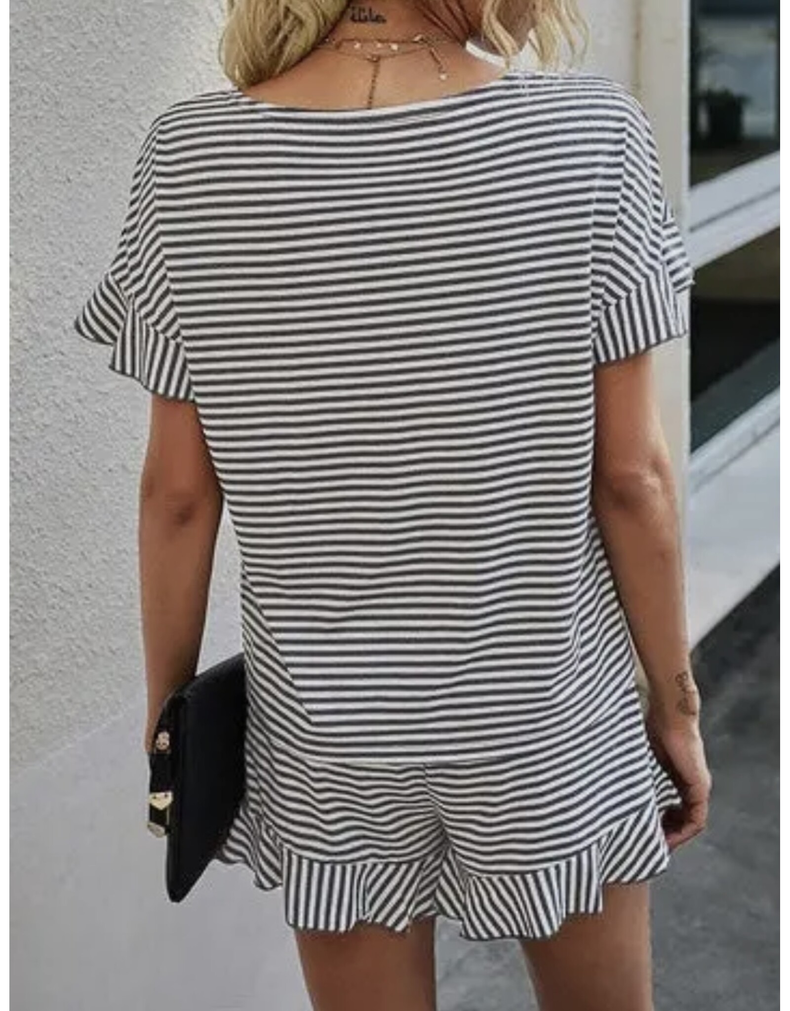 B/W Striped Top & Short Set