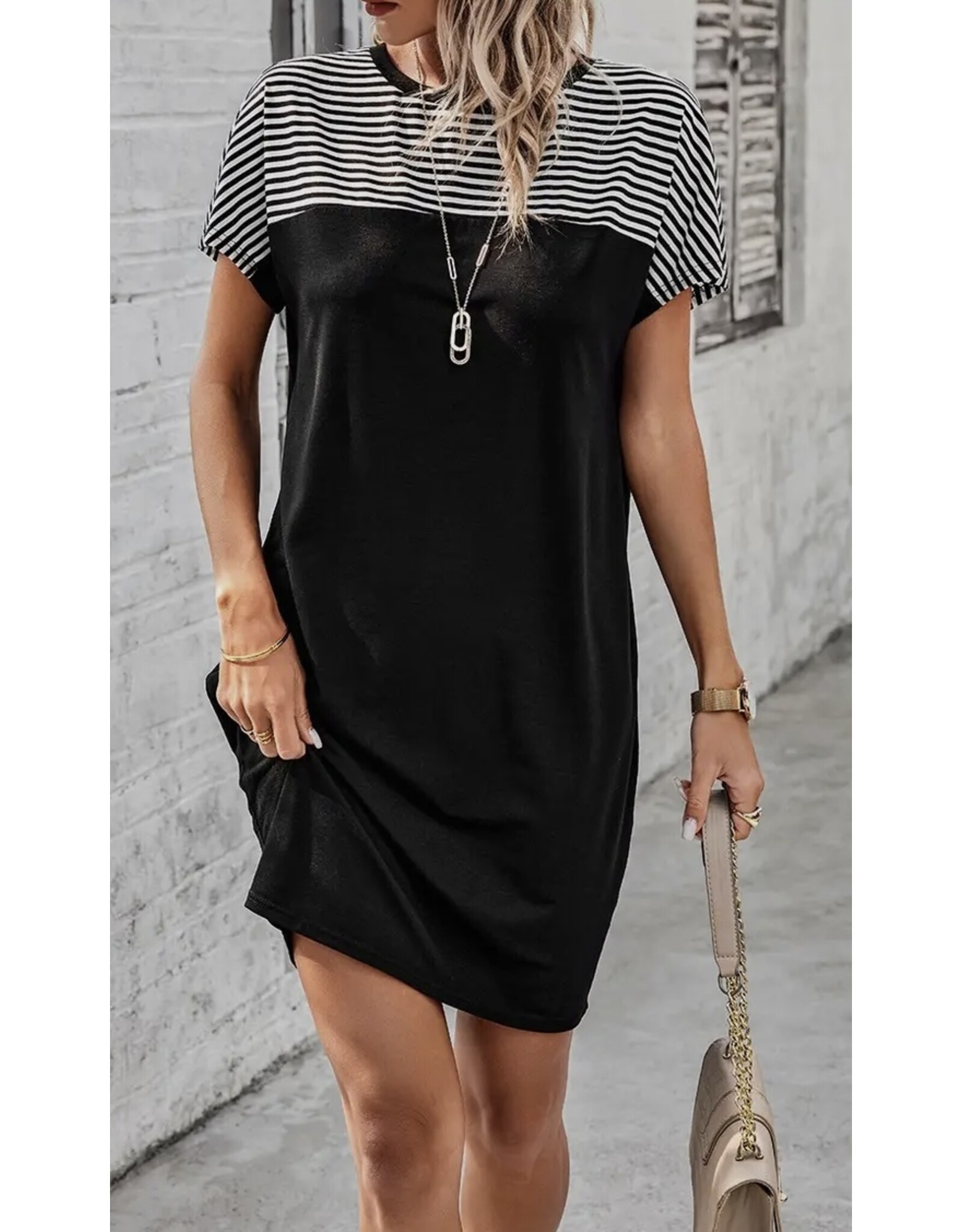 B/W Striped A Line Dress
