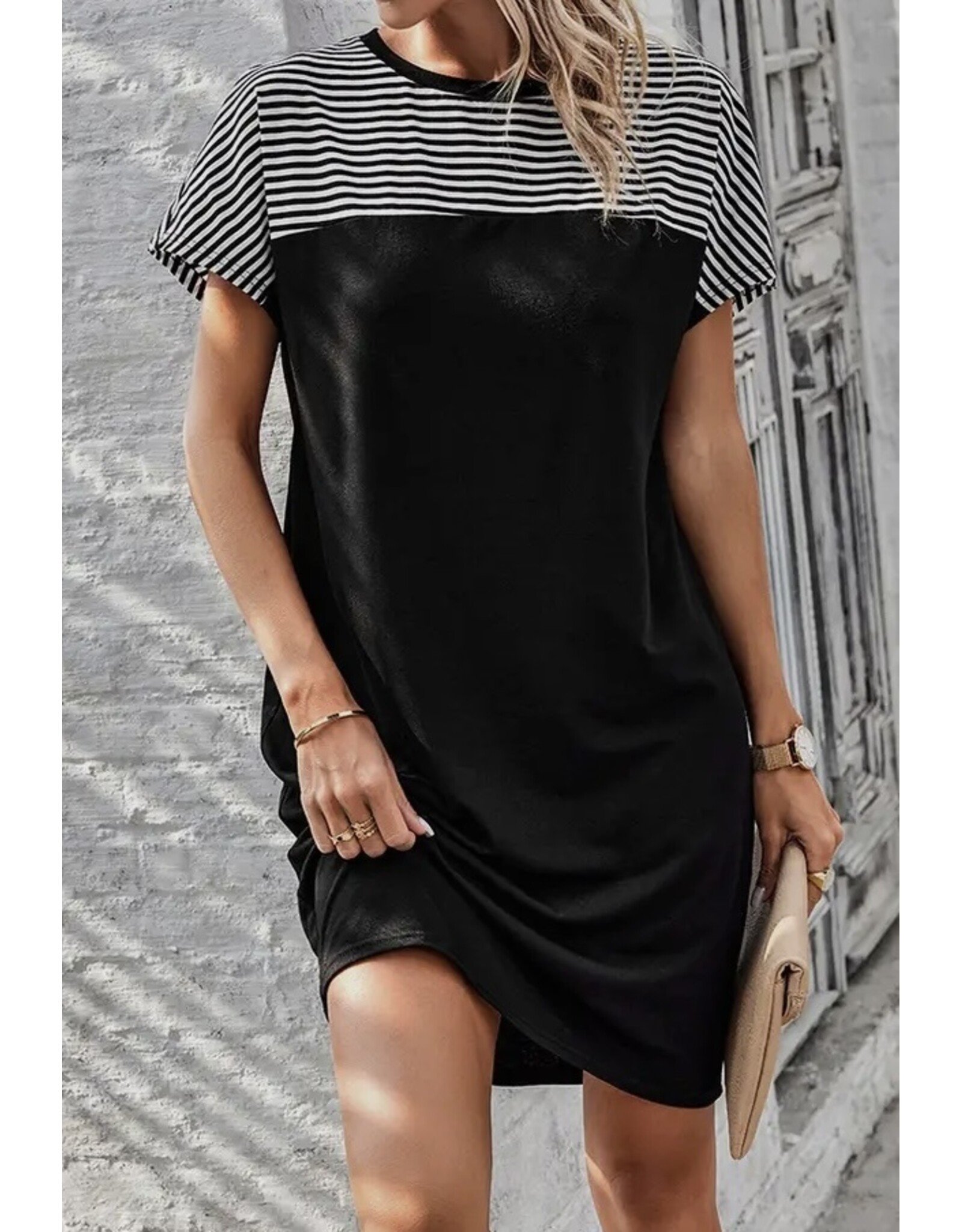 B/W Striped A Line Dress