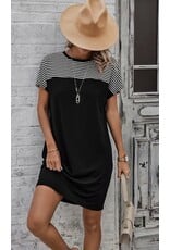 B/W Striped A Line Dress