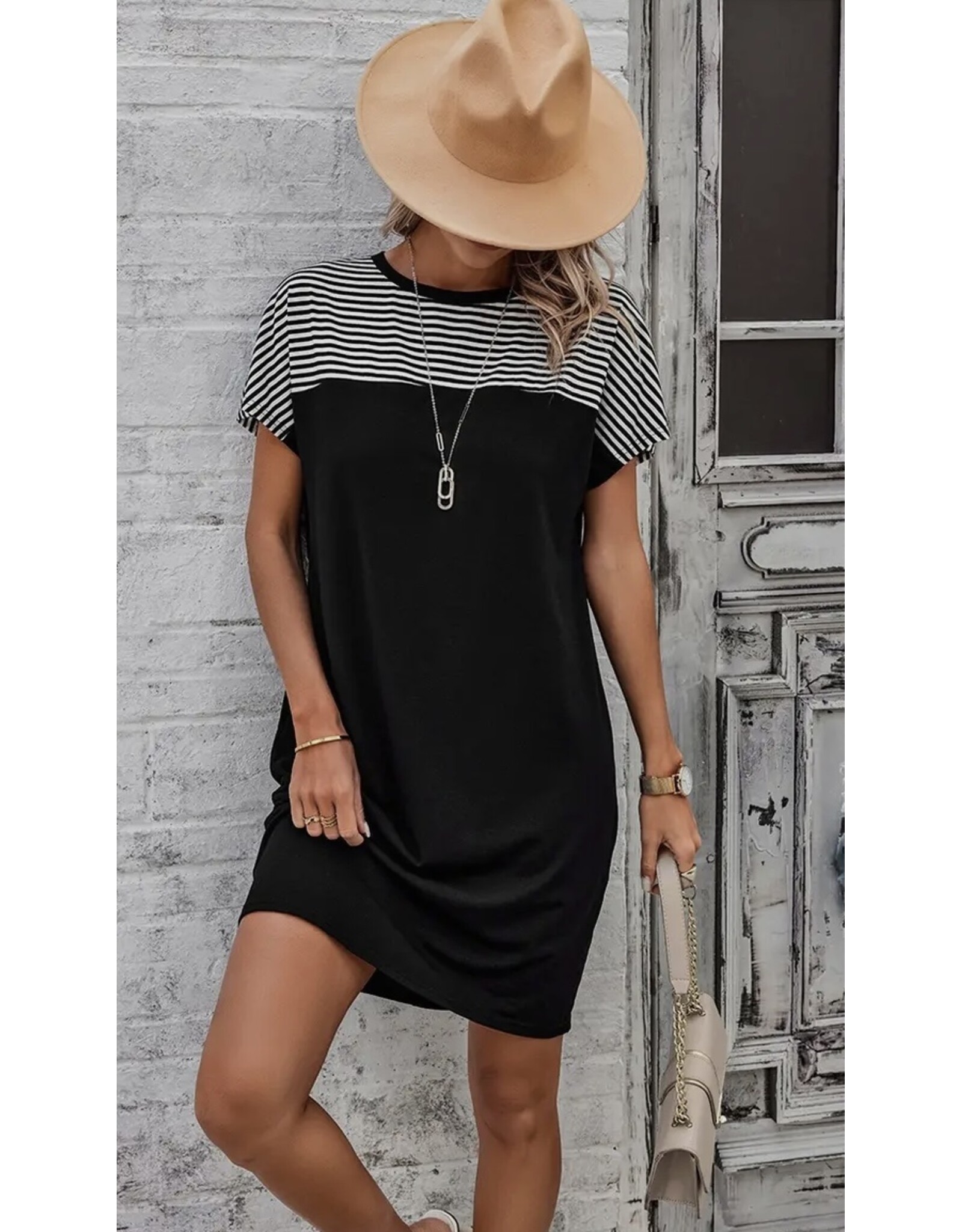 B/W Striped A Line Dress