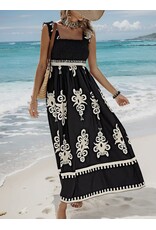 Ruched Square Neck SleevelessDress