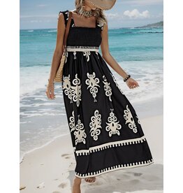 Ruched Square Neck SleevelessDress