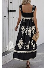 Ruched Square Neck SleevelessDress