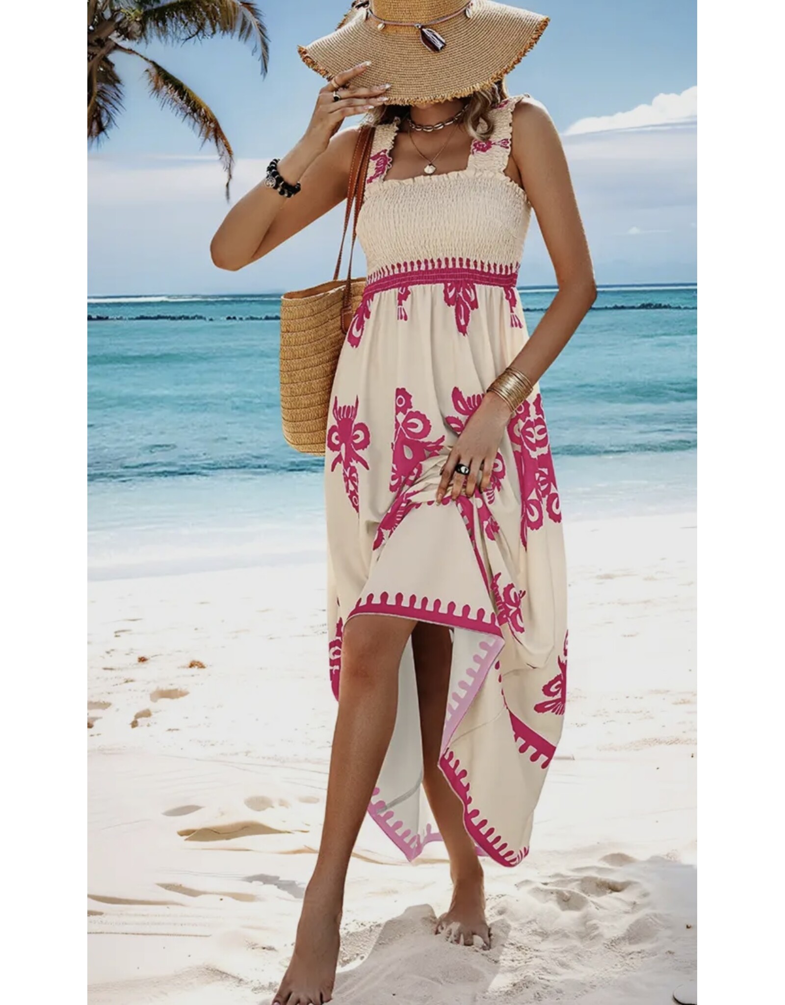 Ruched Square Neck SleevelessDress