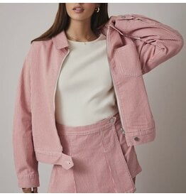 Pink Stripe Stretch Bomber Jacket