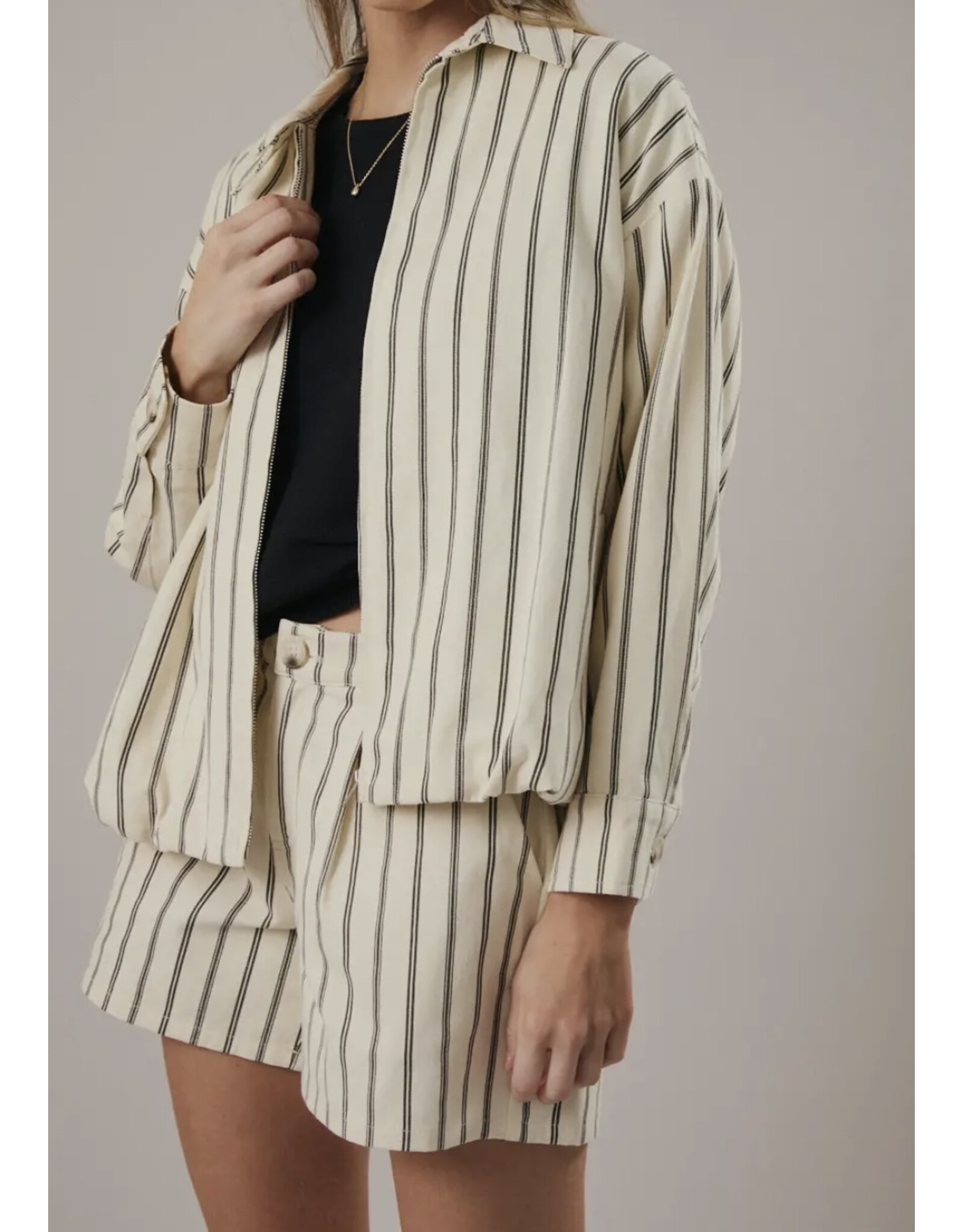 Cream/Charcoal Stripe Jacket