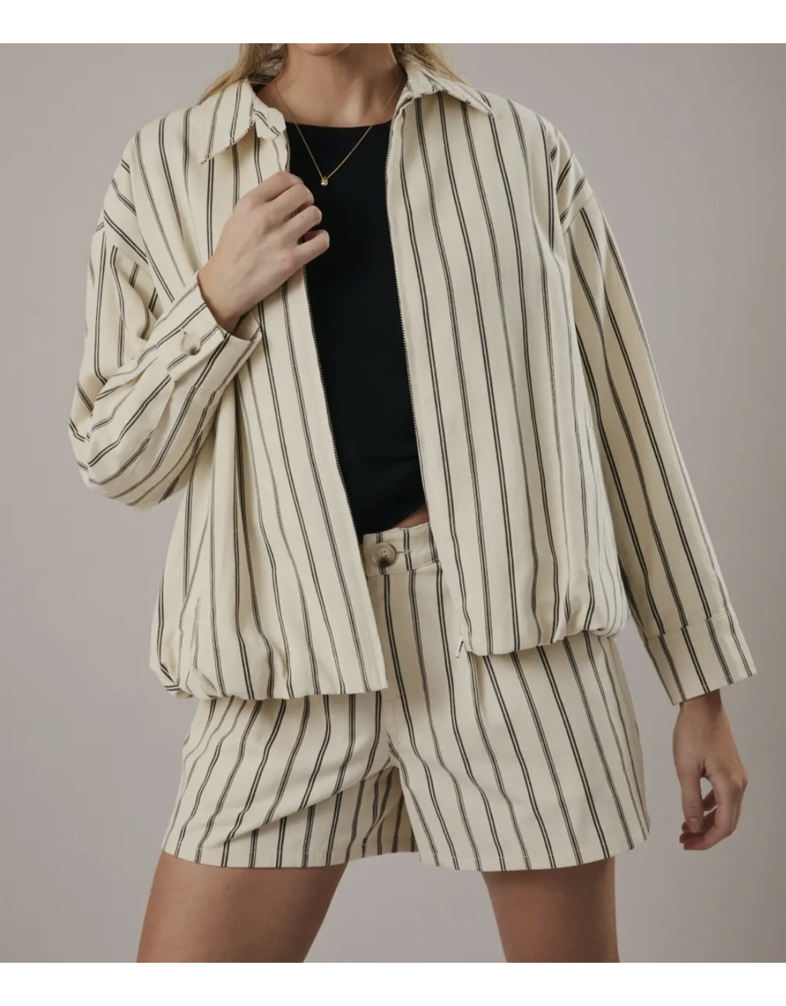 Cream/Charcoal Stripe Jacket