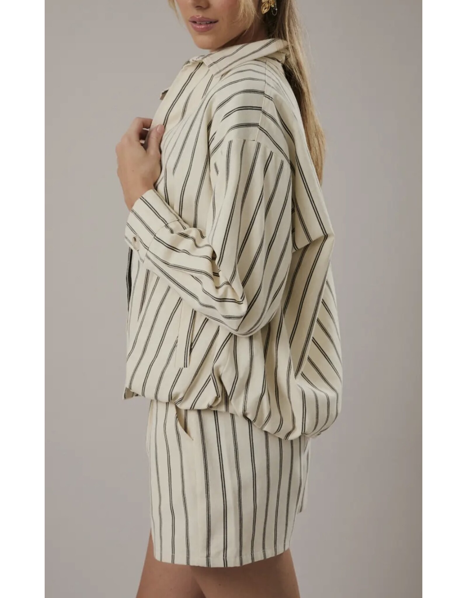 Cream/Charcoal Stripe Jacket