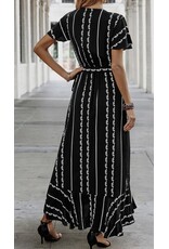 LATA Stripe Knot Split V Neck Dress