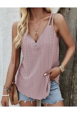 Eyelet Spaghetti Strap Cami Top