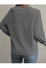 Striped B/W Drop Shoulder Long Slv