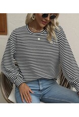 Striped B/W Drop Shoulder Long Slv