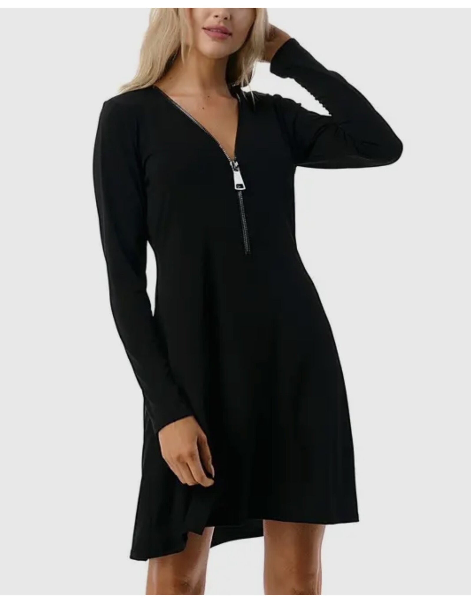 Black Long Slv Zipper Dress