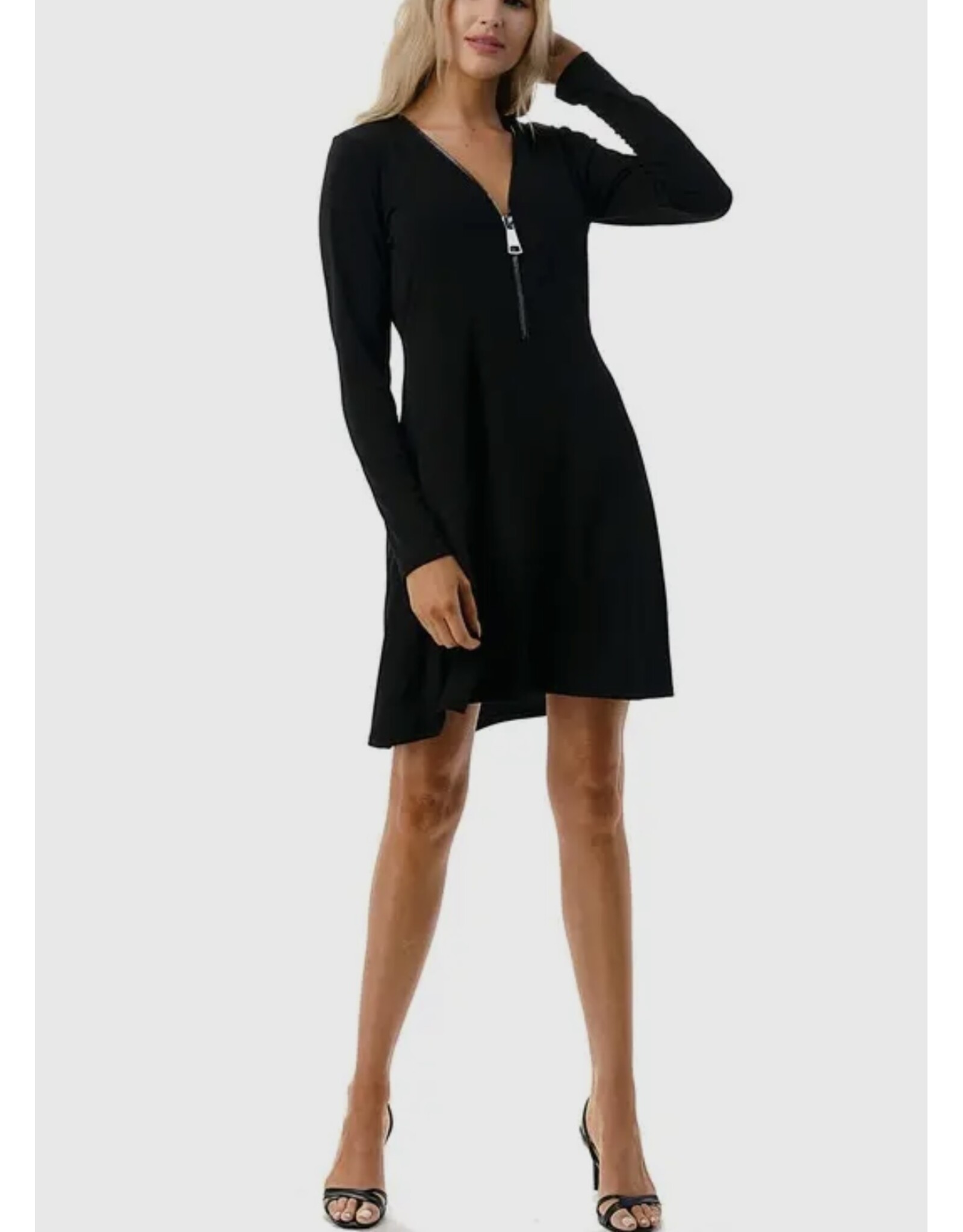 Black Long Slv Zipper Dress