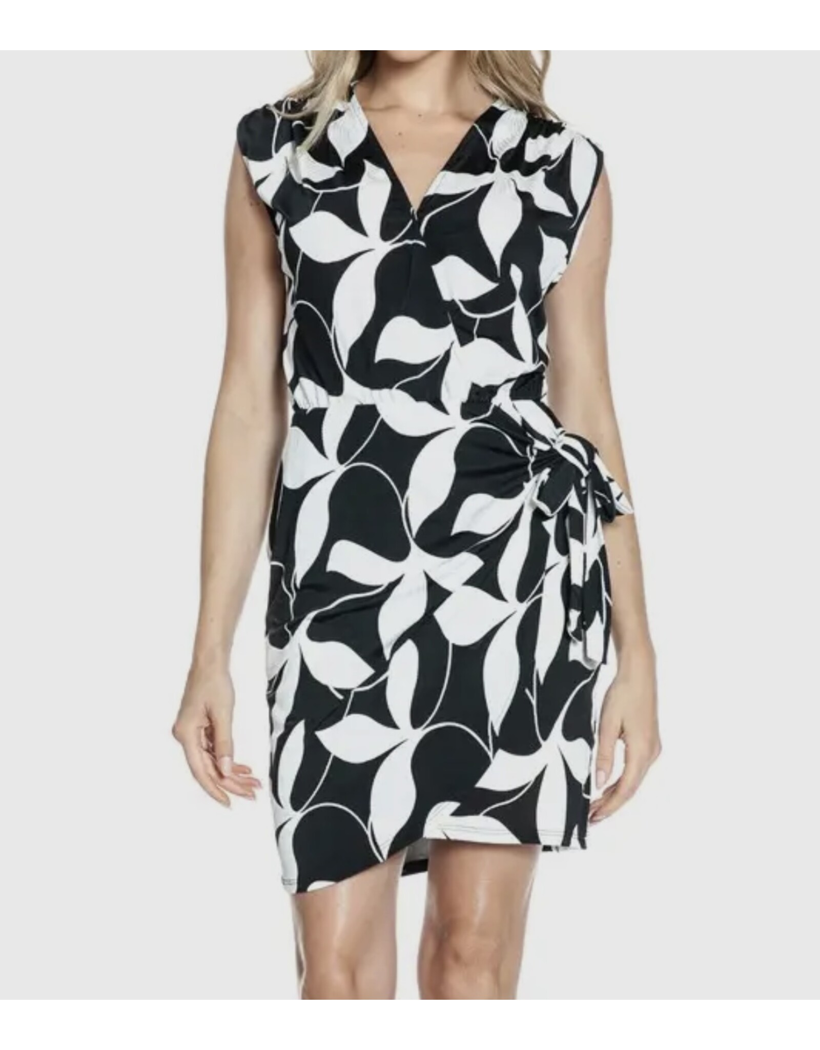Ariella Black w/ white leaf tank dress