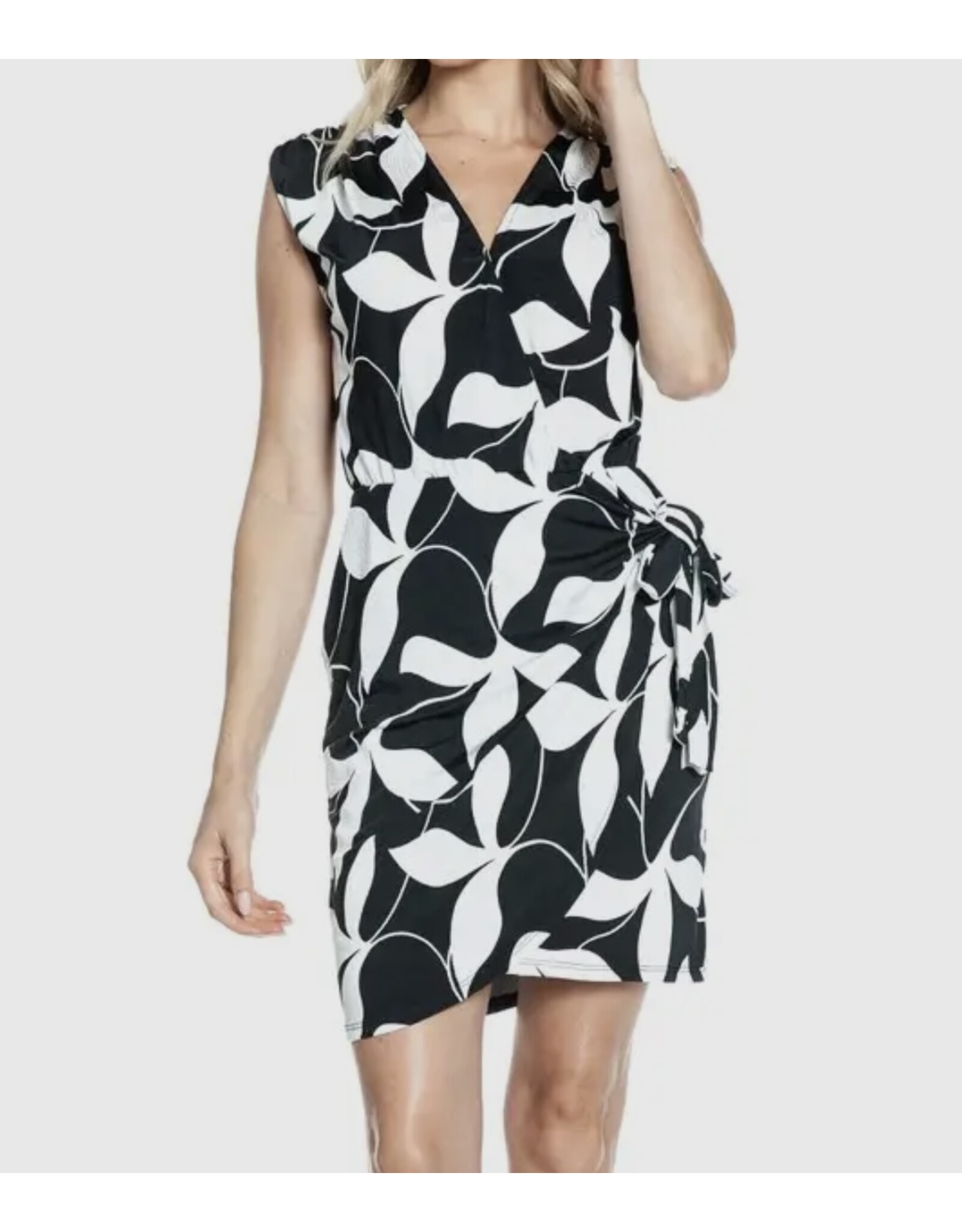 Ariella Black w/ white leaf tank dress