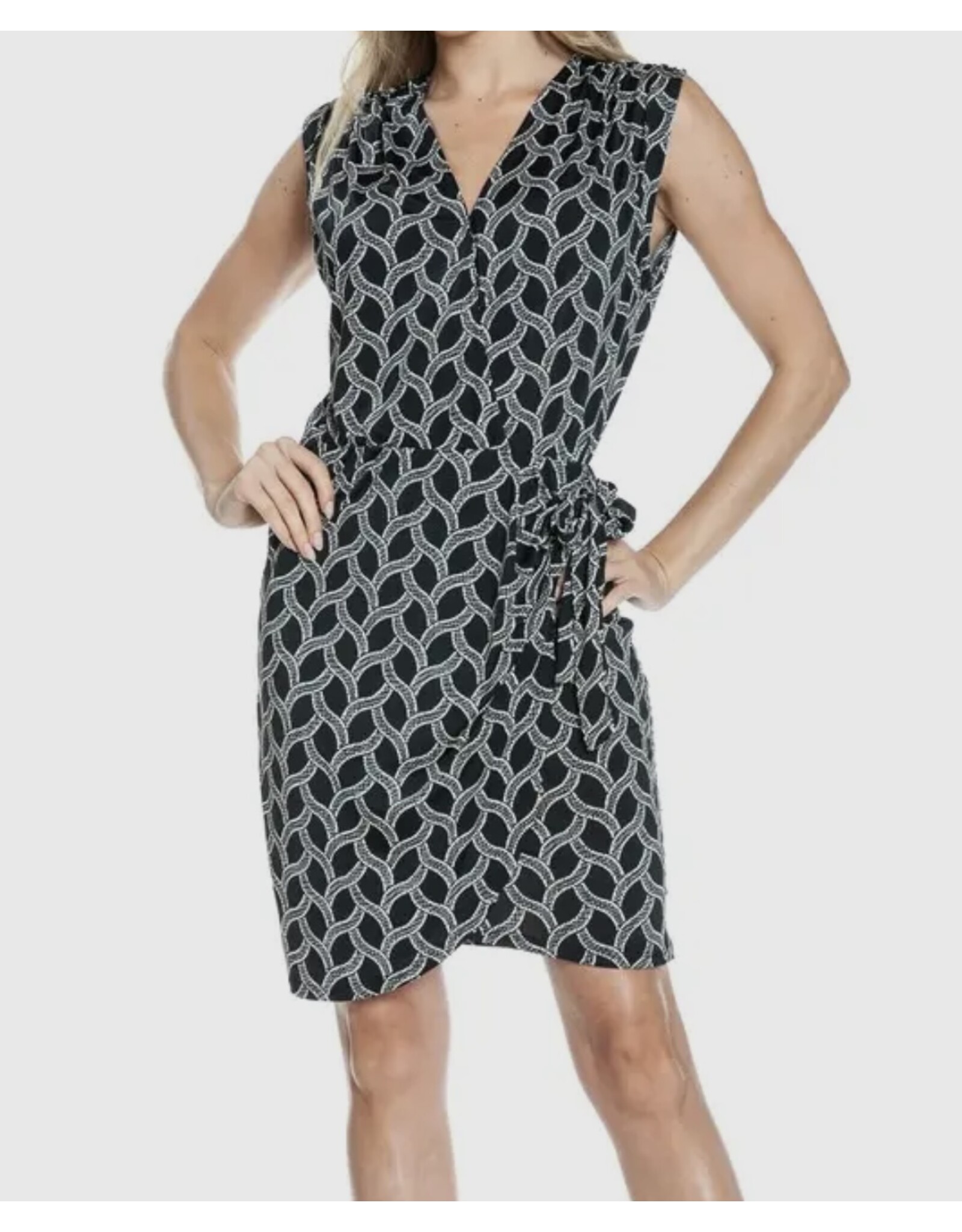 Ariella Black White abstract design tank dress