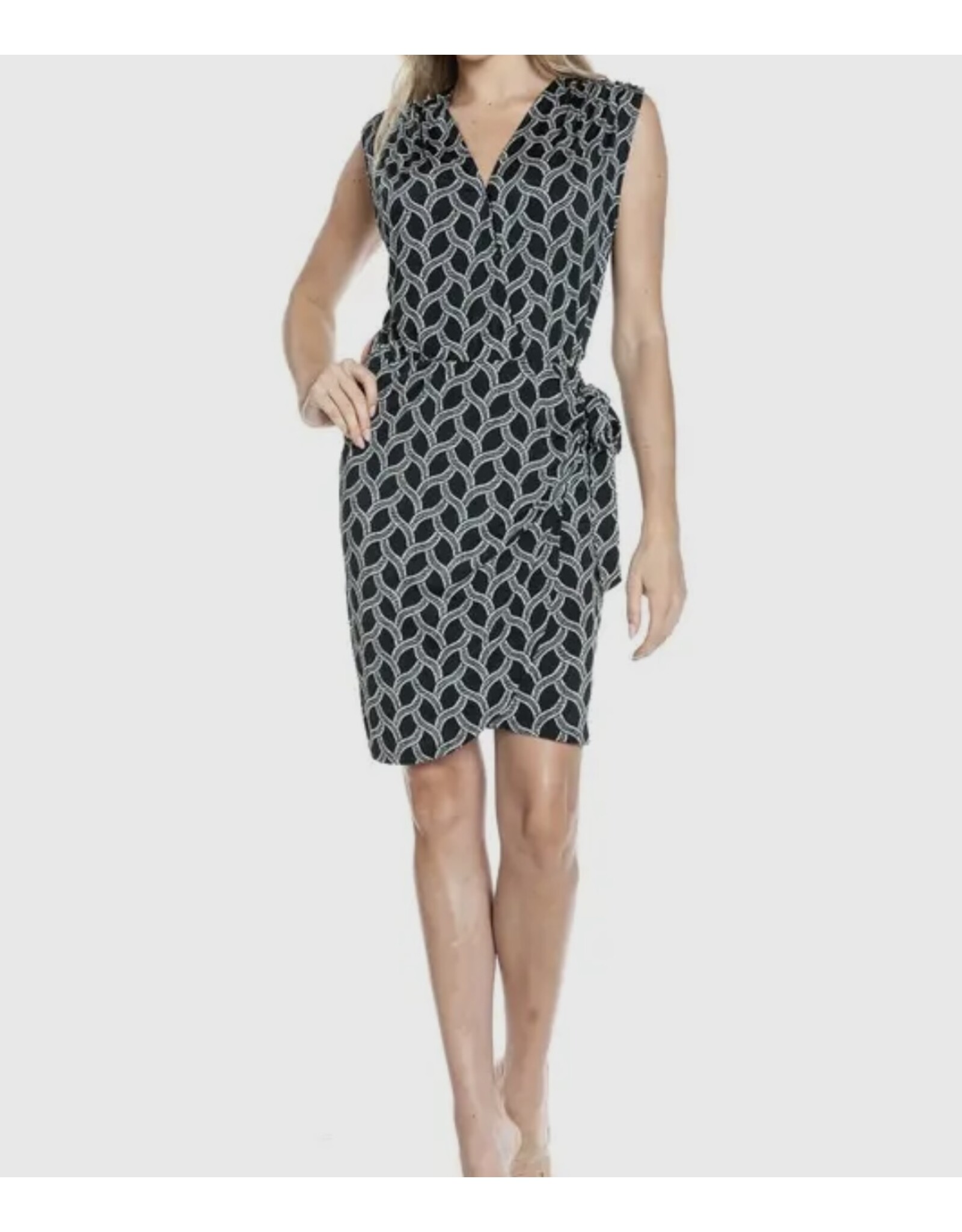 Ariella Black White abstract design tank dress