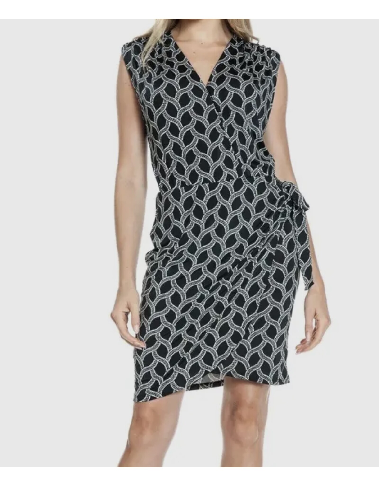 Ariella Black White abstract design tank dress