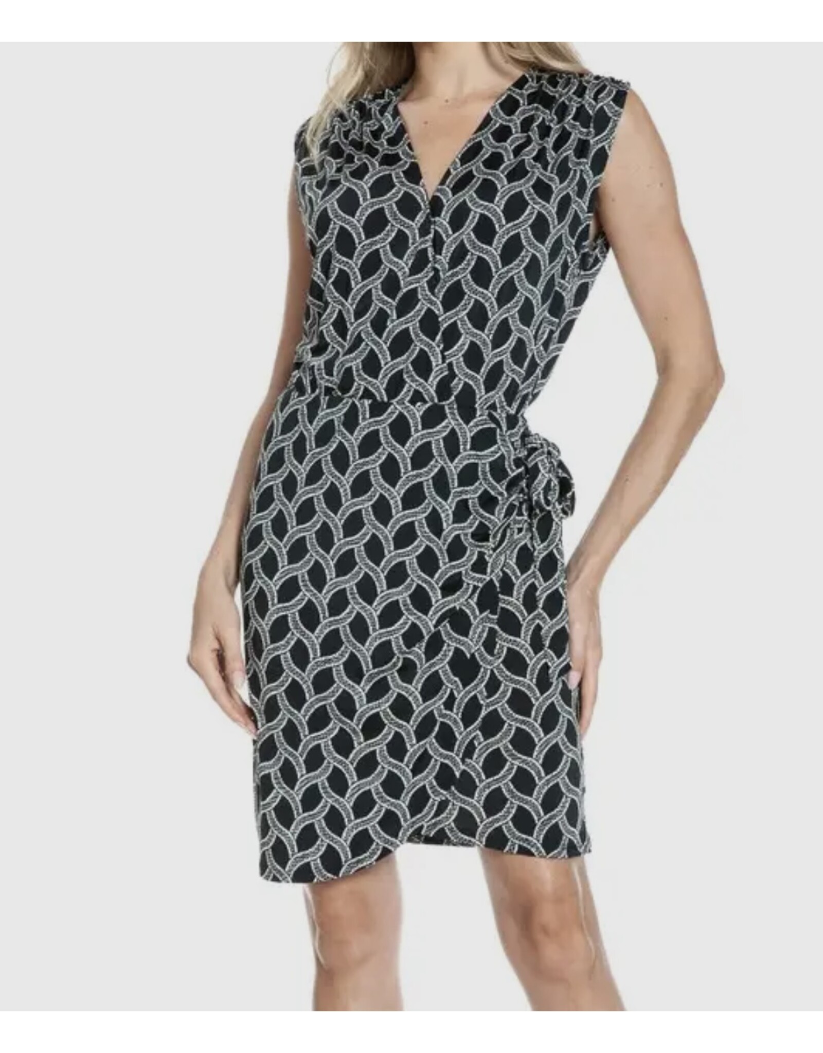 Ariella Black White abstract design tank dress