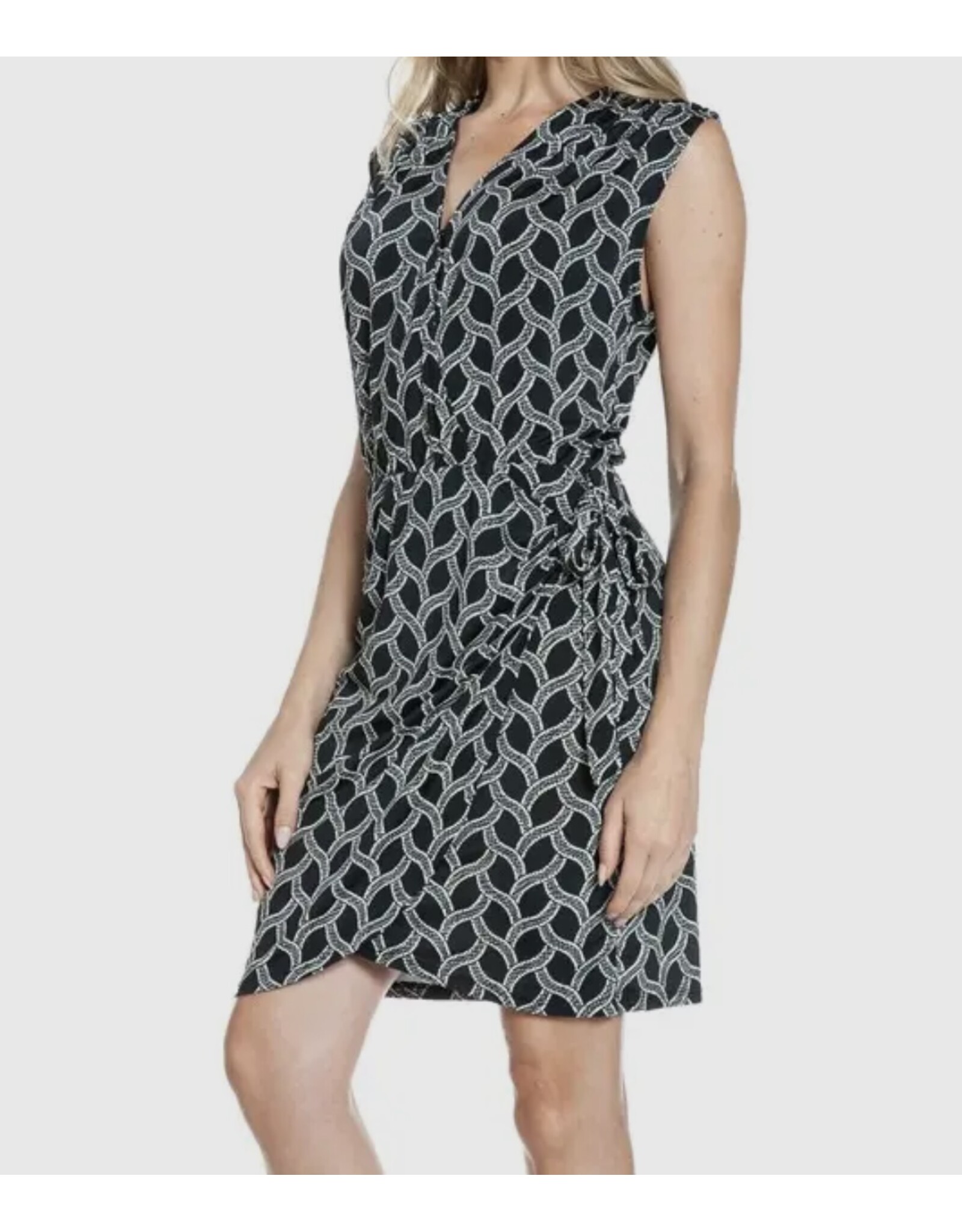 Ariella Black White abstract design tank dress