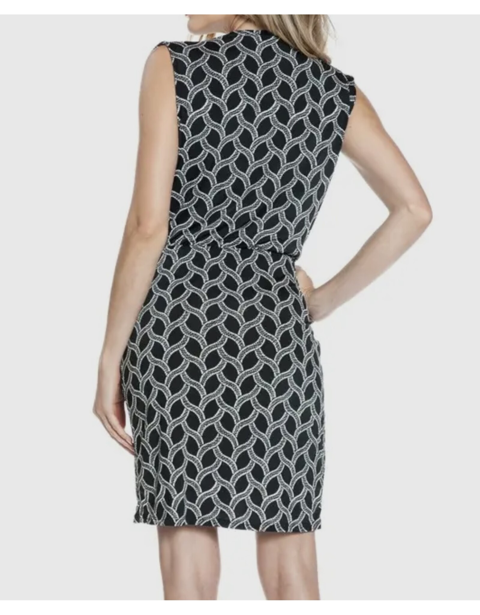 Ariella Black White abstract design tank dress