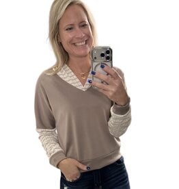 Ariella Taupe/White Stripe Contrast Hoodie