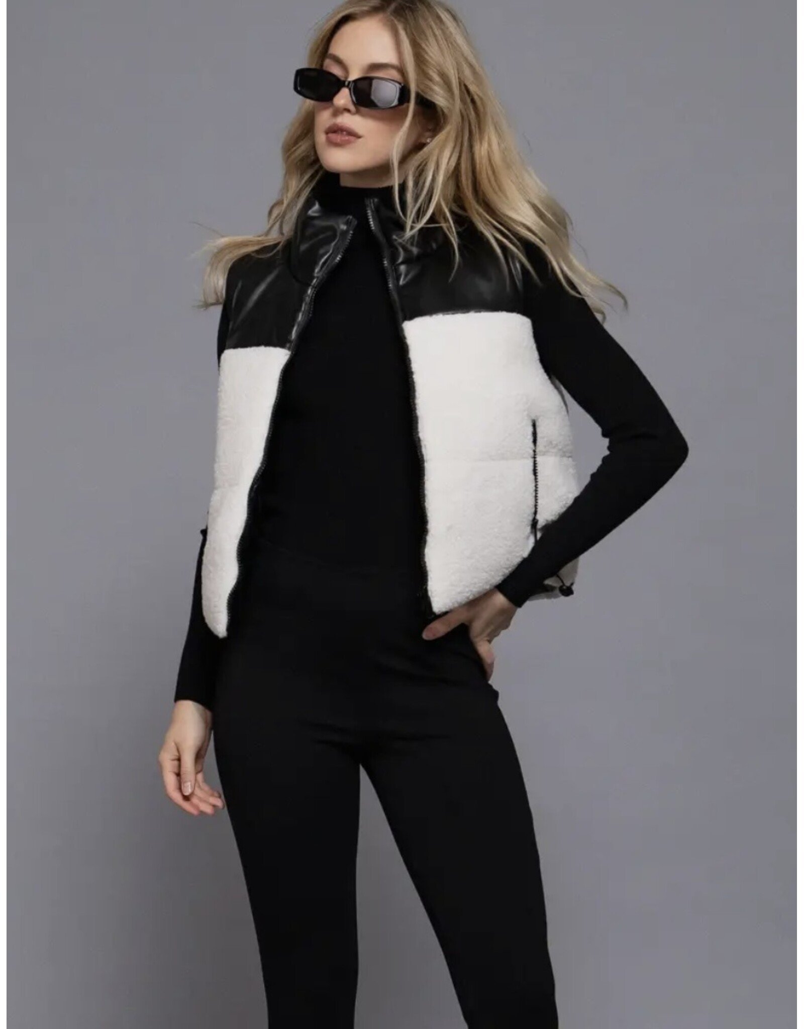 Reversible Faux Leather Sherpa Vest