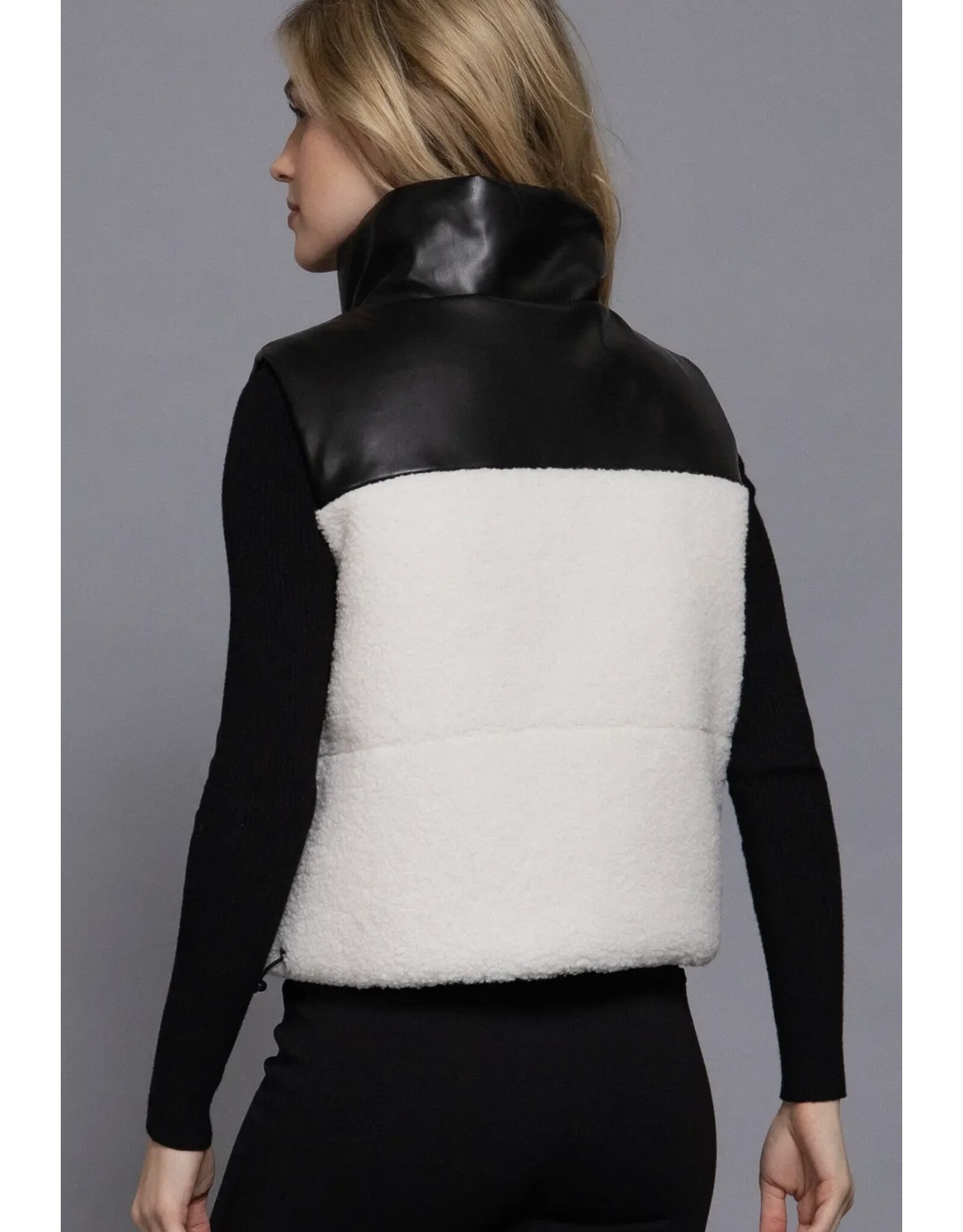 Reversible Faux Leather Sherpa Vest