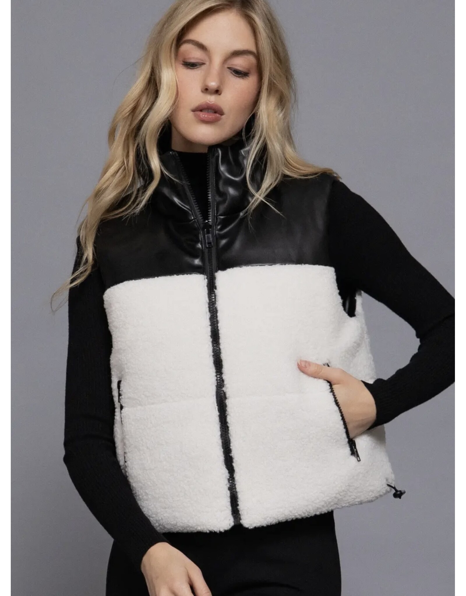 Reversible Faux Leather Sherpa Vest
