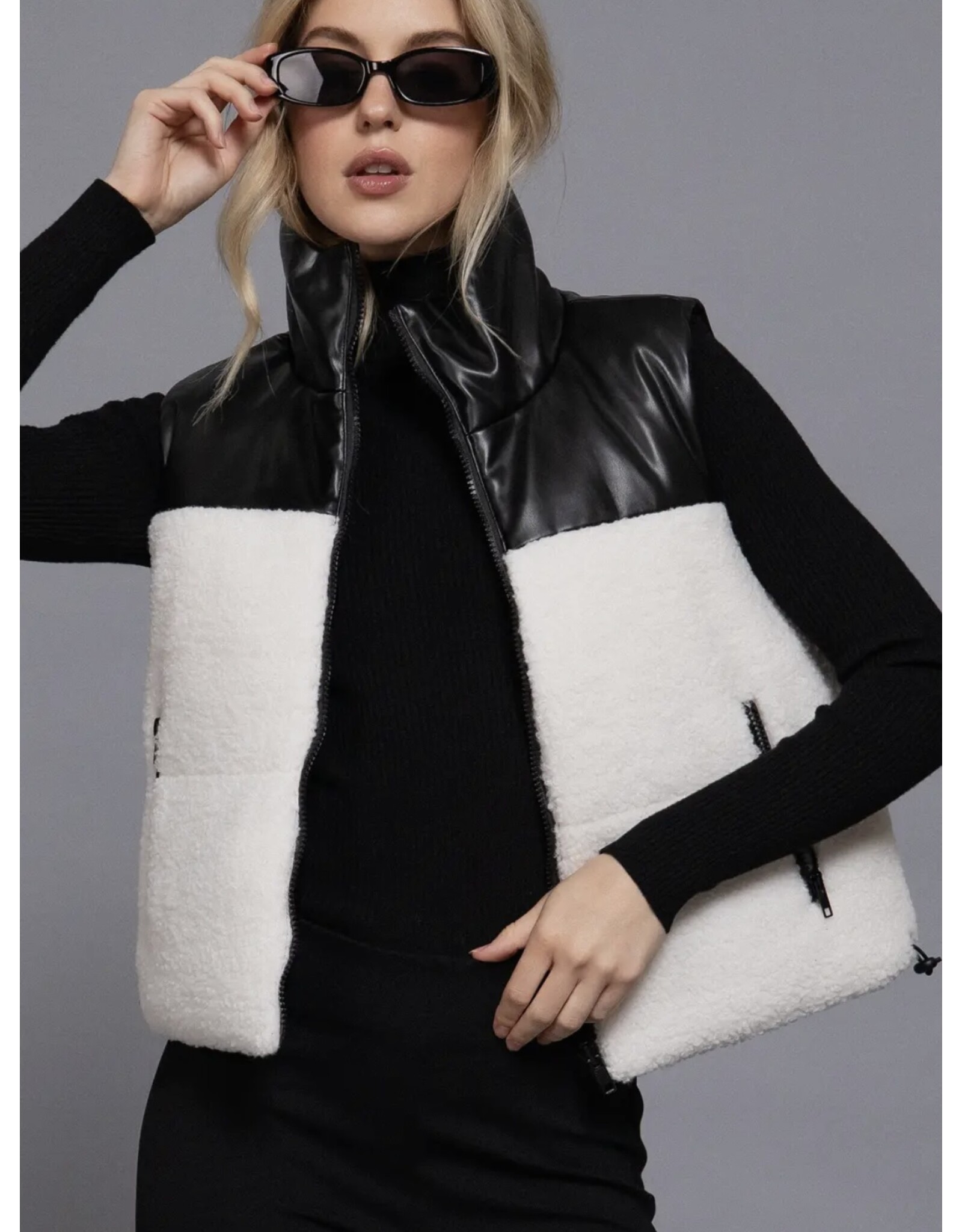 Reversible Faux Leather Sherpa Vest