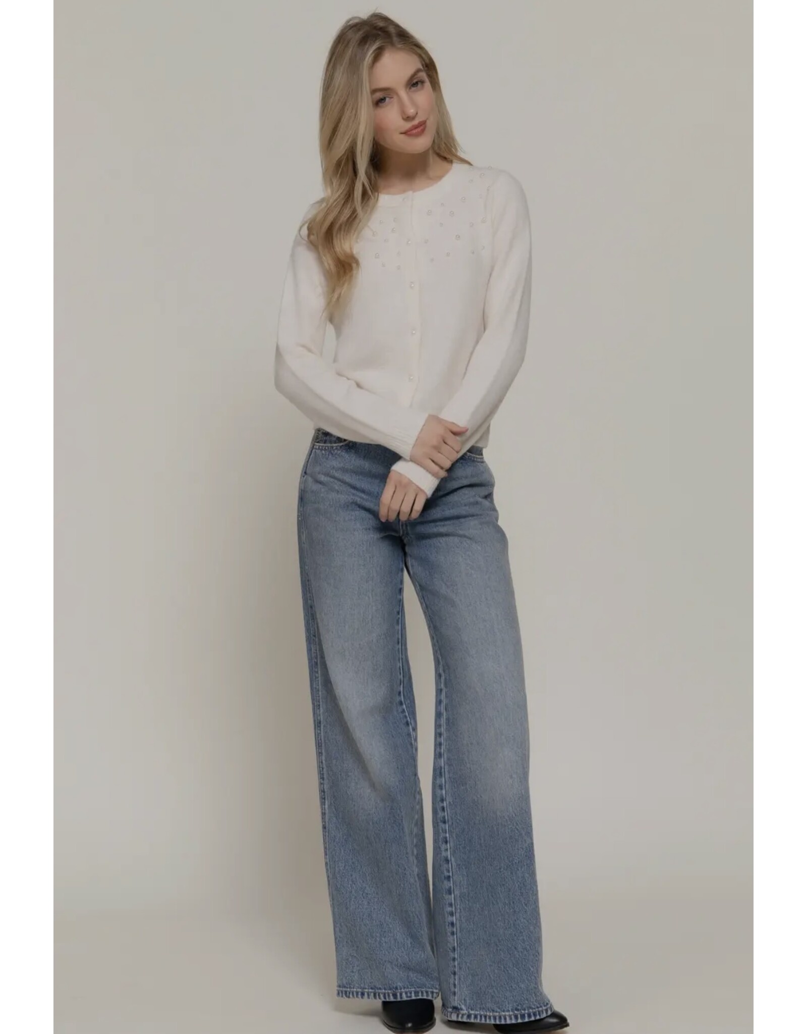 Pearl Embellished Sweater Cardigan