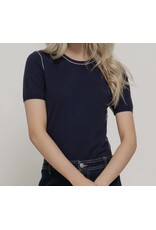S/S KNIT TOP W/ CONTRAST