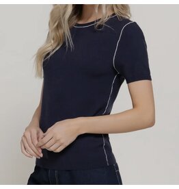 S/S KNIT TOP W/ CONTRAST