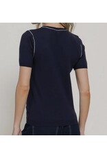 S/S KNIT TOP W/ CONTRAST