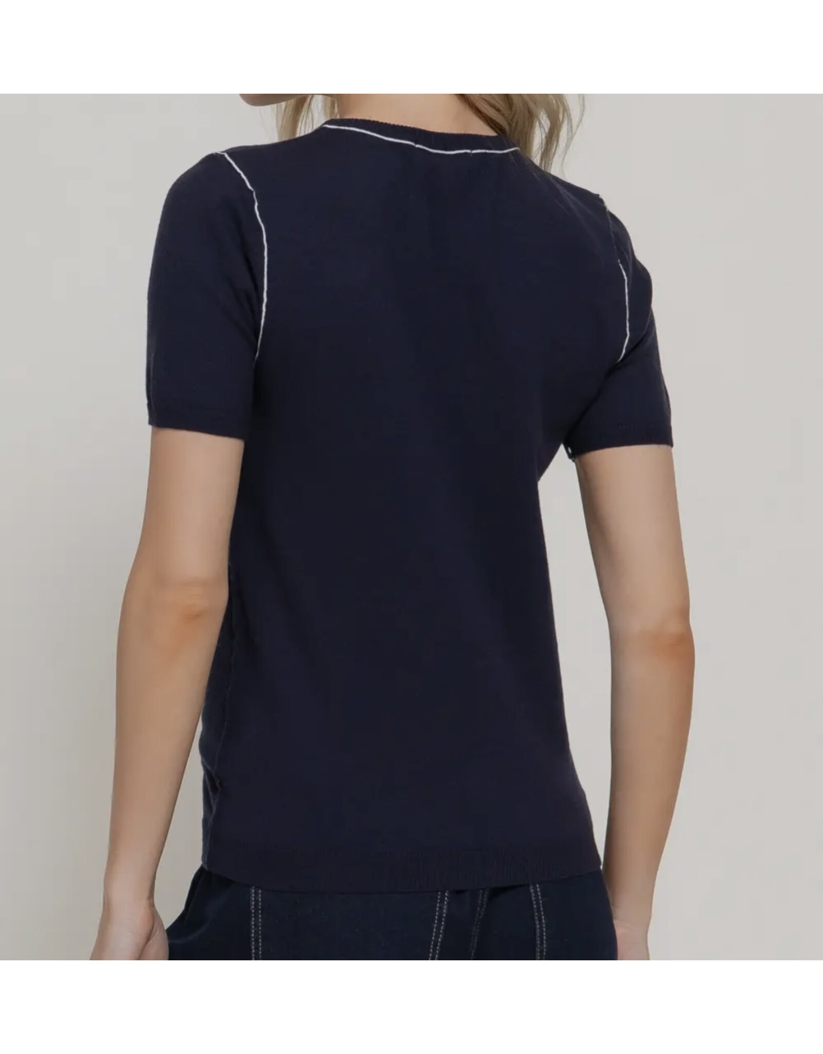 S/S KNIT TOP W/ CONTRAST