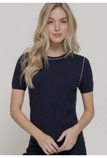 S/S KNIT TOP W/ CONTRAST