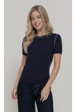 S/S KNIT TOP W/ CONTRAST