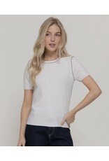 S/S KNIT TOP W/ CONTRAST